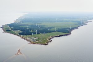 *Prince Edward Island transformed its electricity grid in five short years converting nearly all of its diesel power generation to wind power, a carbon-free way of generating electricity. This means half of the electricity produced in Summerside will not be subject to a carbon tax. Photo Wind Energy Institute of Canada. Learn more: www.greenenergyfutures.ca/episode/pei-rocks-wind-power