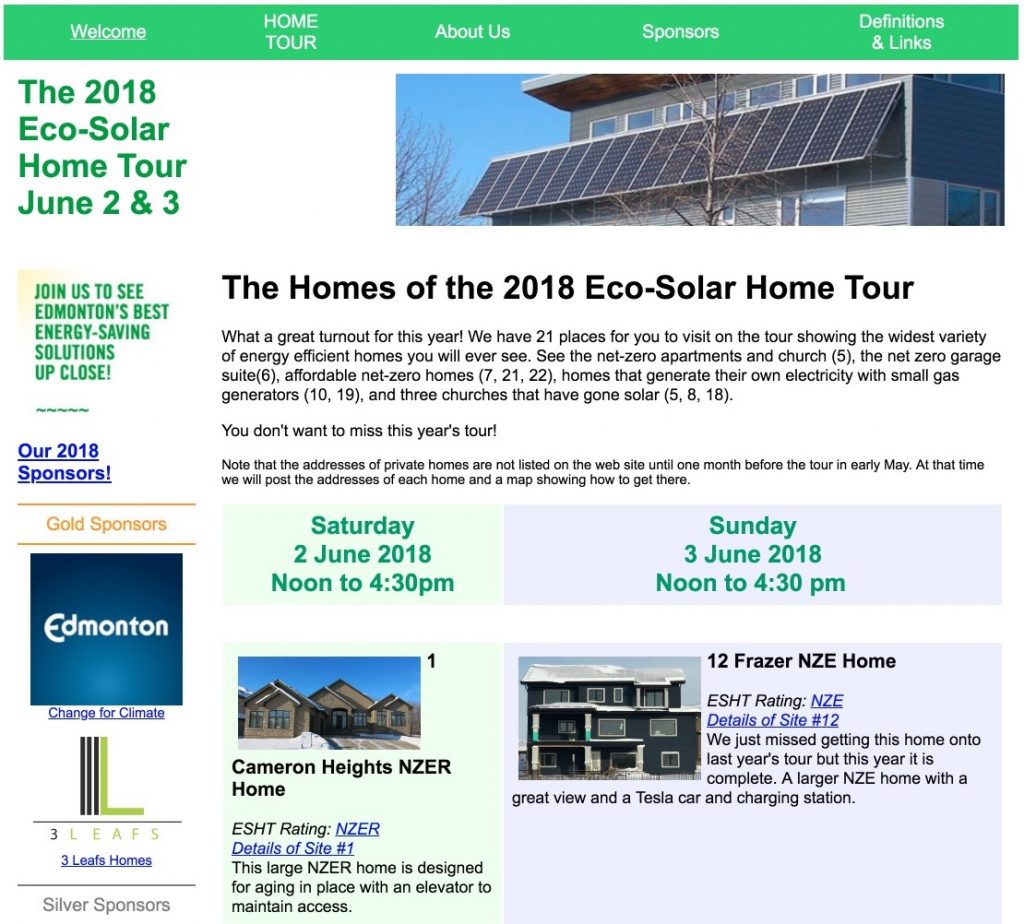 Eco-Solar Tour webpage