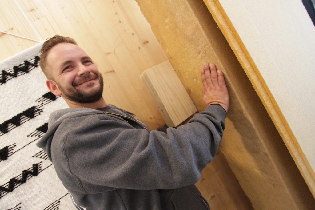Matt Arsenault of Sawback Builders shows 16 inch wall system