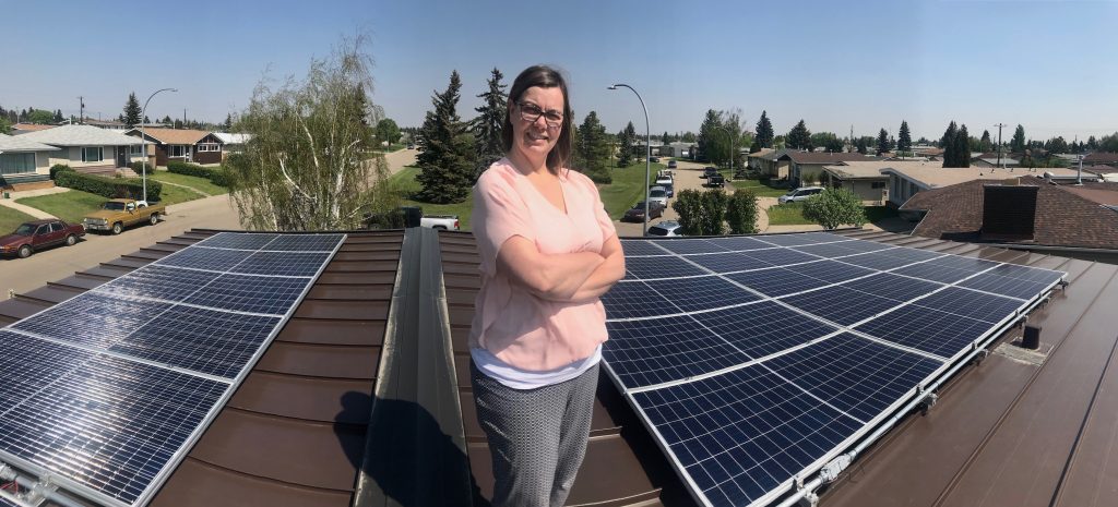 Carol Bishop with solar–30 per cent of EV owners also have solar.