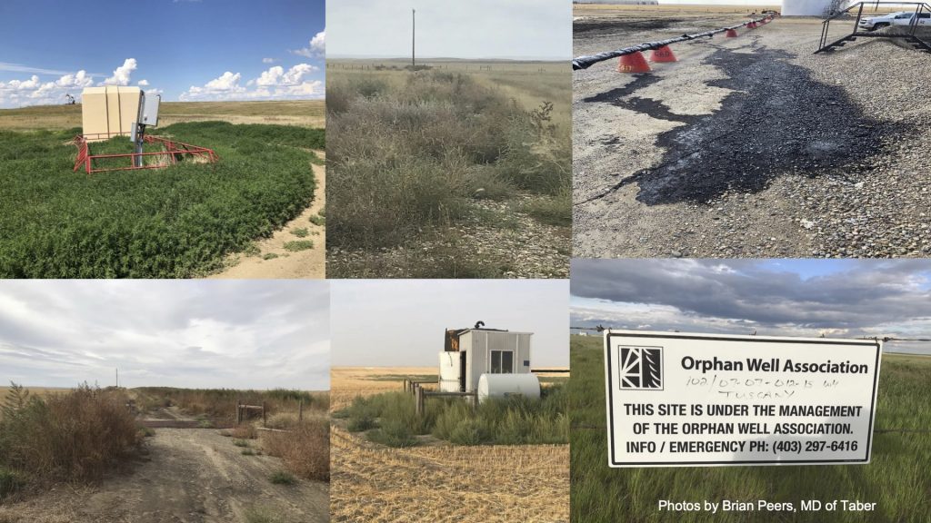 Various abandoned oil well sites in Alberta